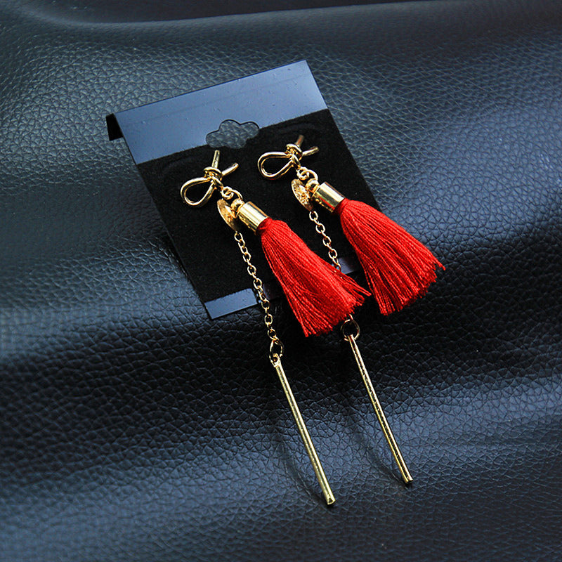Women's Copper Ring Broken Tassel Ear Studs