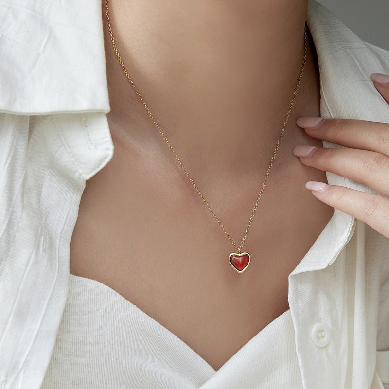 Simple Personality Red Agate Necklace