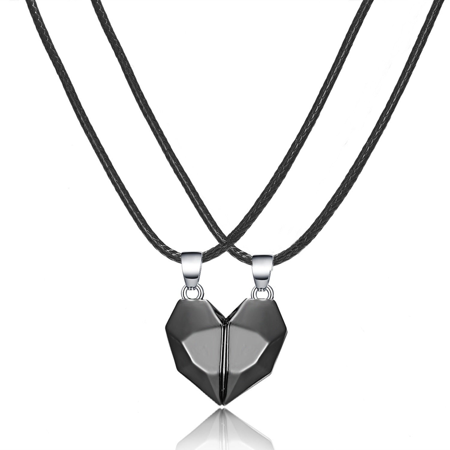 Couple Necklace Black And White Heart-shaped Multi-part