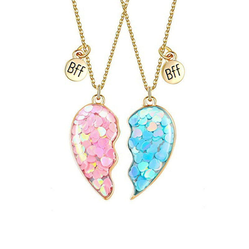 Sequin Love Shaped Good Friend Children's Necklace