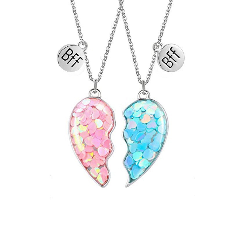 Sequin Love Shaped Good Friend Children's Necklace