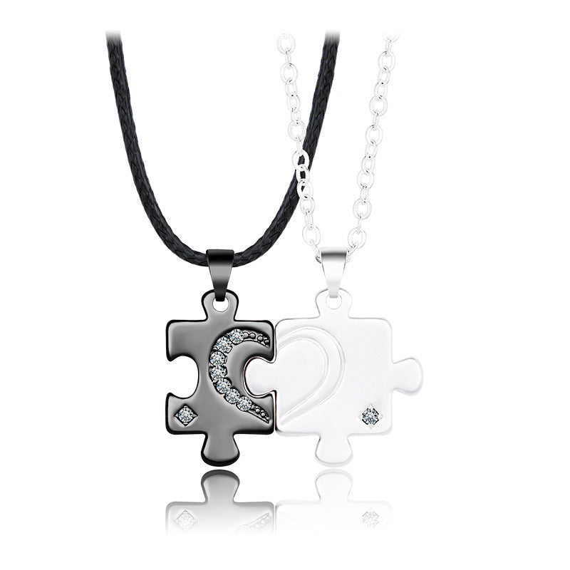 Love Puzzle Couple Necklace A Pair Of Simple Fashion