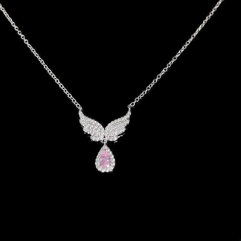 Feather Wing Waterdrop Gemstone Zircon Necklace