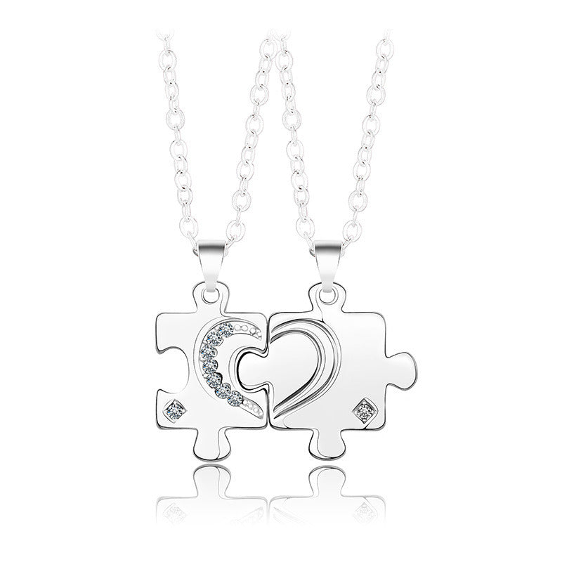 Love Puzzle Couple Necklace A Pair Of Simple Fashion