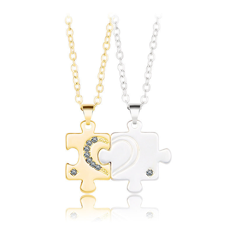 Love Puzzle Couple Necklace A Pair Of Simple Fashion