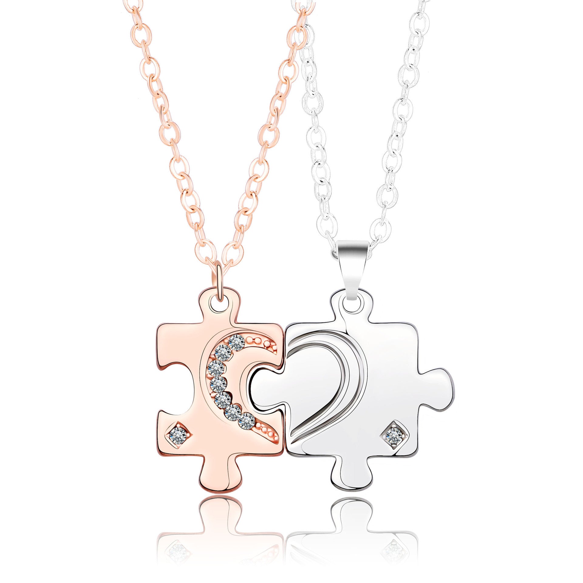 Love Puzzle Couple Necklace A Pair Of Simple Fashion