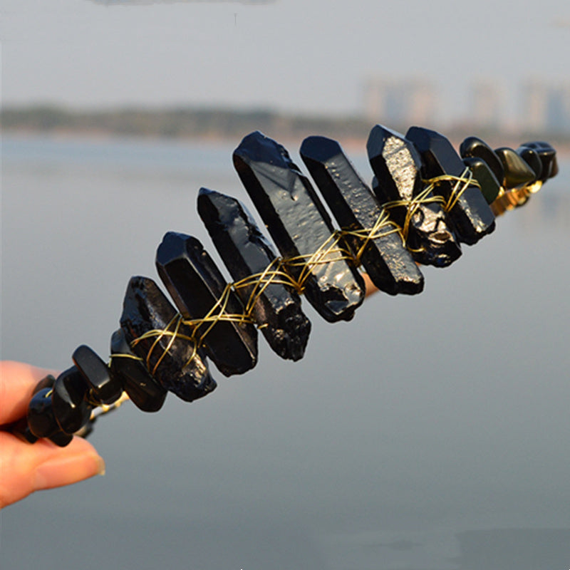 Natural Electroplated Crystal With Natural Crushed Stone Crown