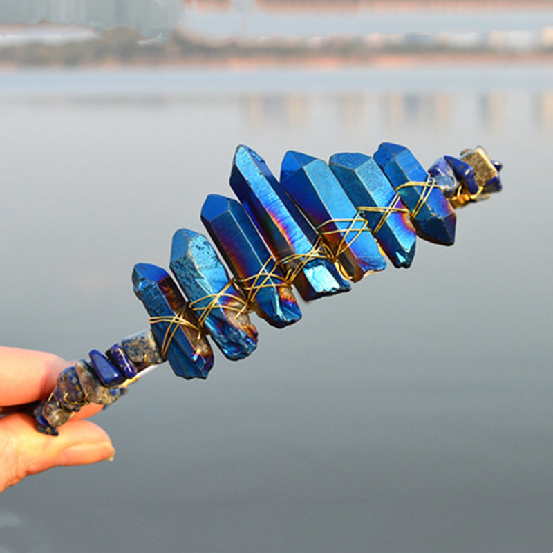 Natural Electroplated Crystal With Natural Crushed Stone Crown