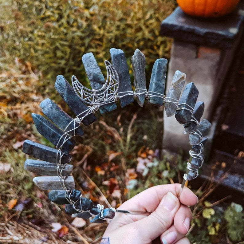 Natural Grey Labradorite Diy Headband