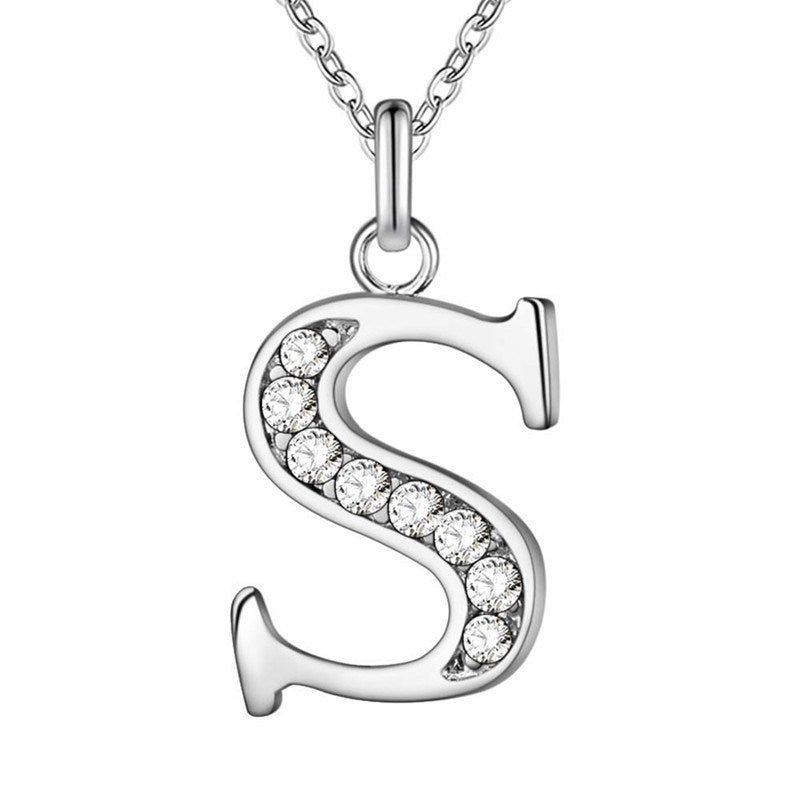 Silver Plated Accessories 26 English Alphabet Necklace