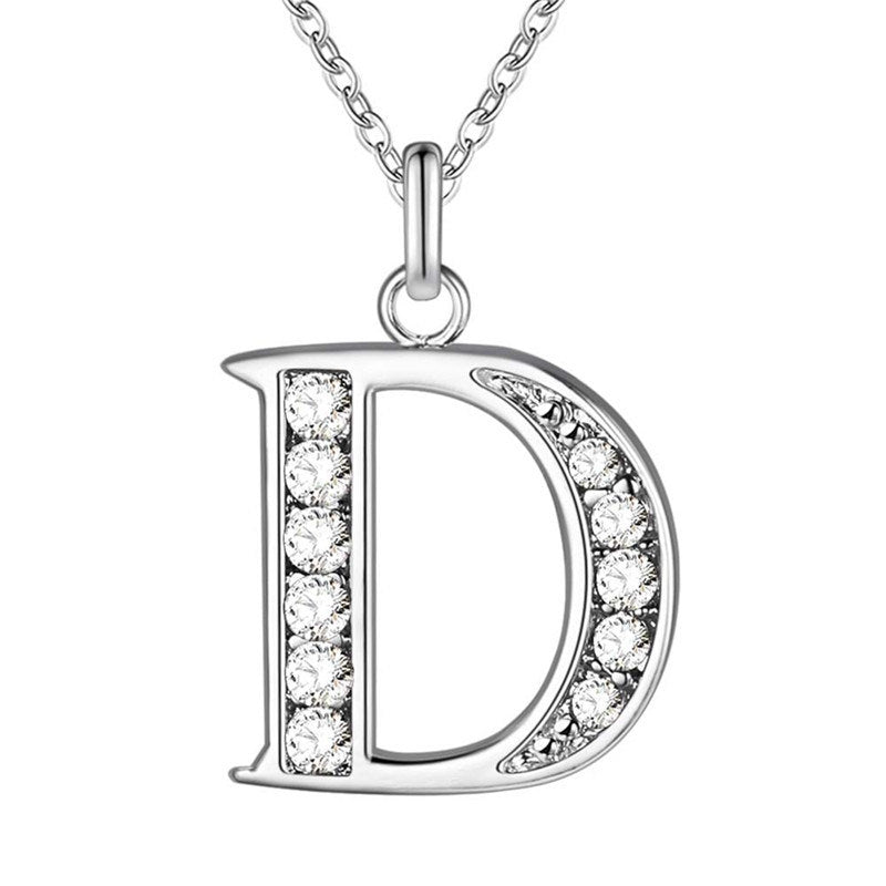 Silver Plated Accessories 26 English Alphabet Necklace