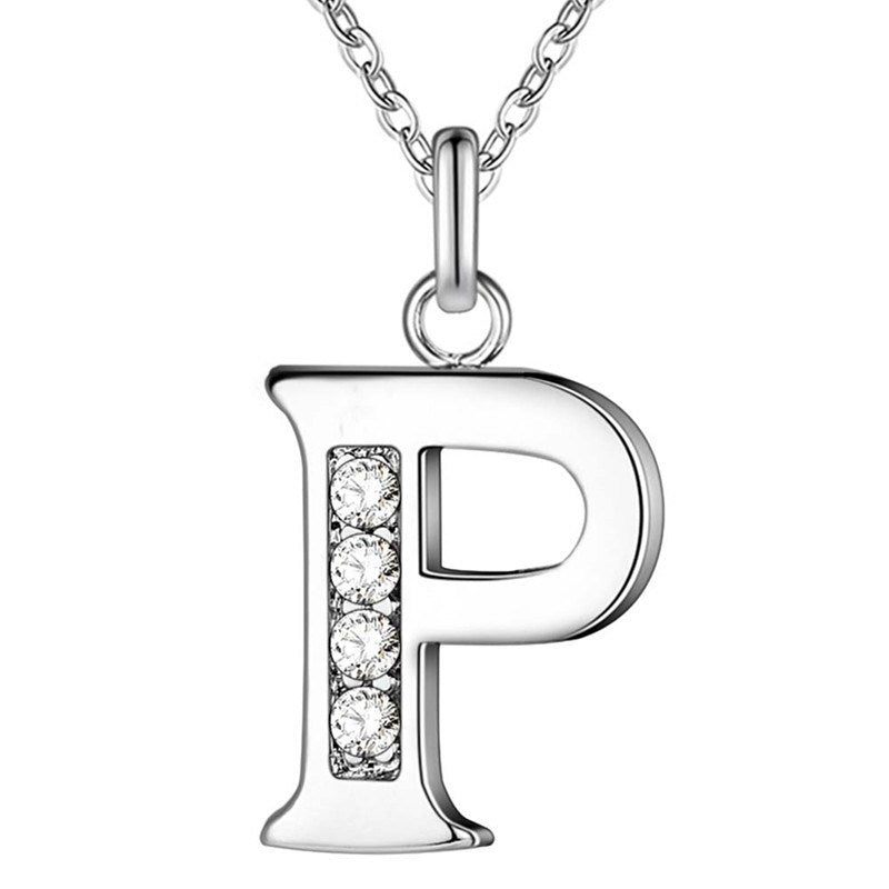 Silver Plated Accessories 26 English Alphabet Necklace