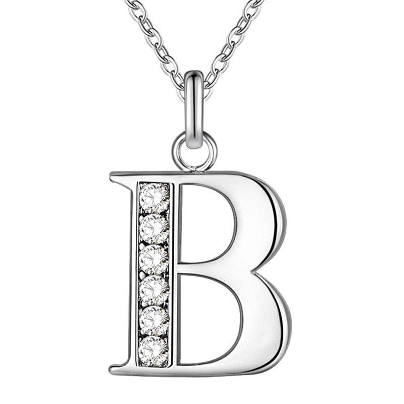 Silver Plated Accessories 26 English Alphabet Necklace