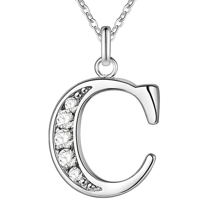 Silver Plated Accessories 26 English Alphabet Necklace