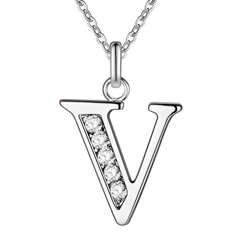 Silver Plated Accessories 26 English Alphabet Necklace