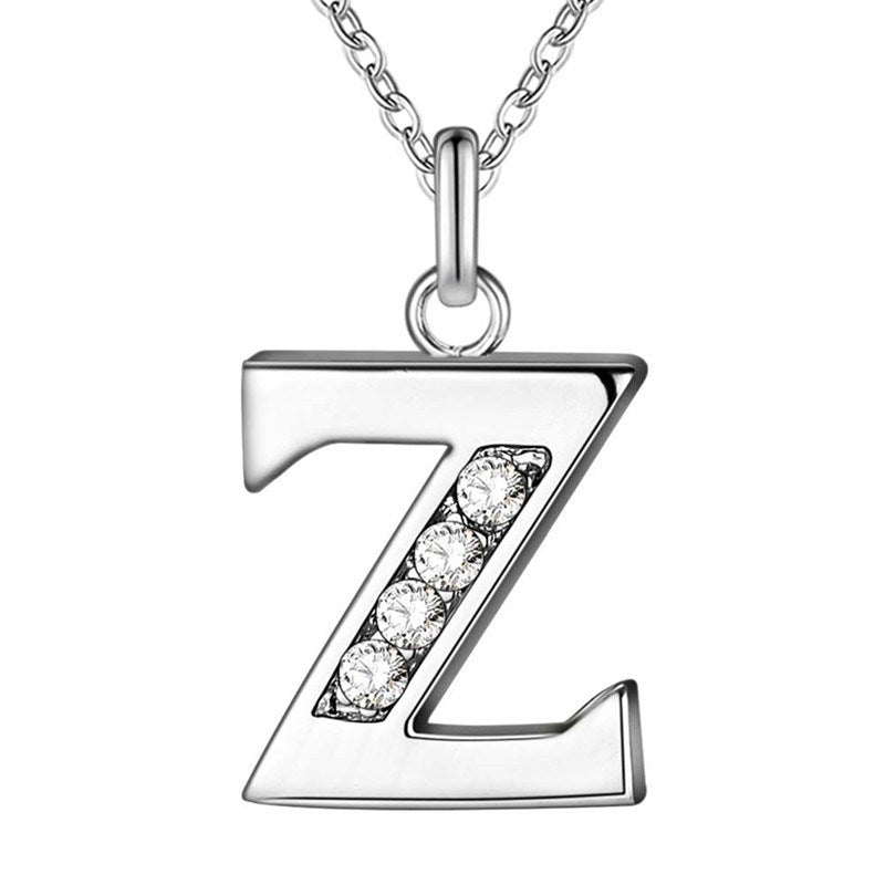 Silver Plated Accessories 26 English Alphabet Necklace