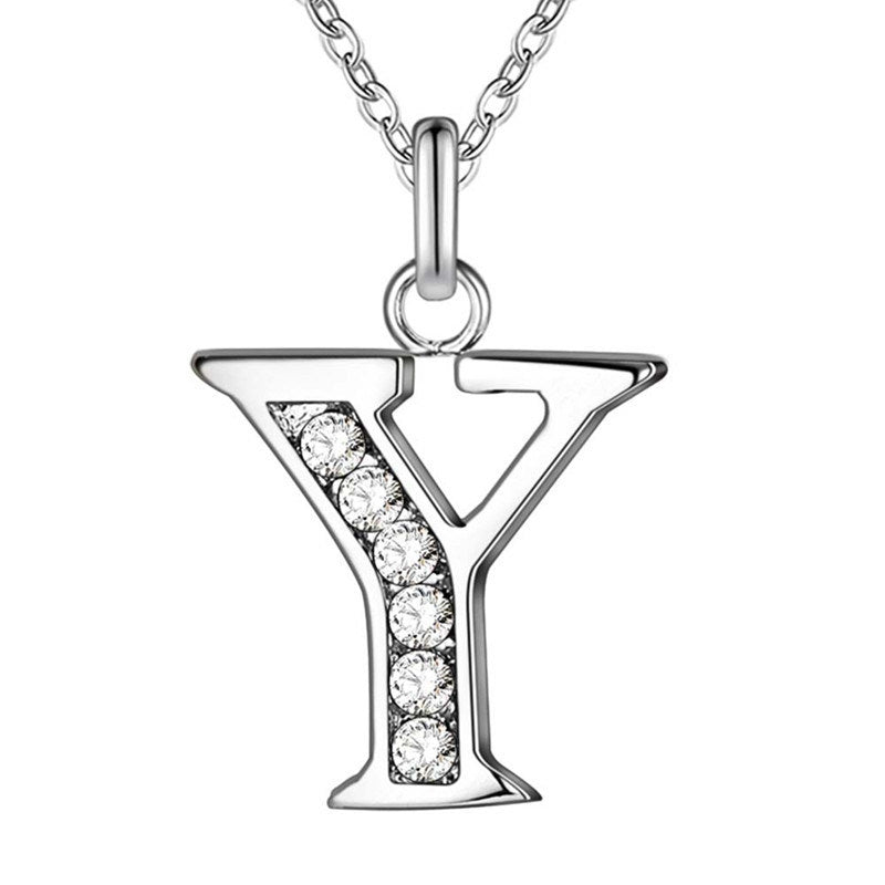 Silver Plated Accessories 26 English Alphabet Necklace