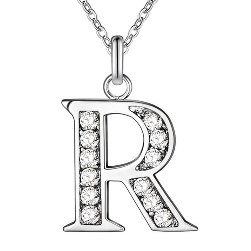 Silver Plated Accessories 26 English Alphabet Necklace