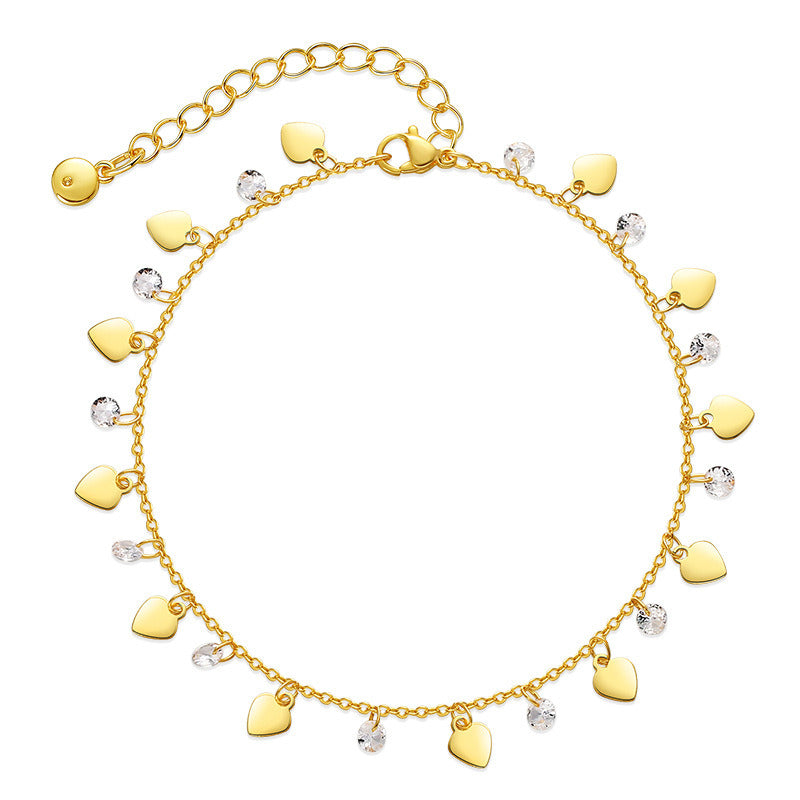 Fashion Green Zirconia Adjustable Ankle Strap Women's New Fashion Party Beach Ankle Chain