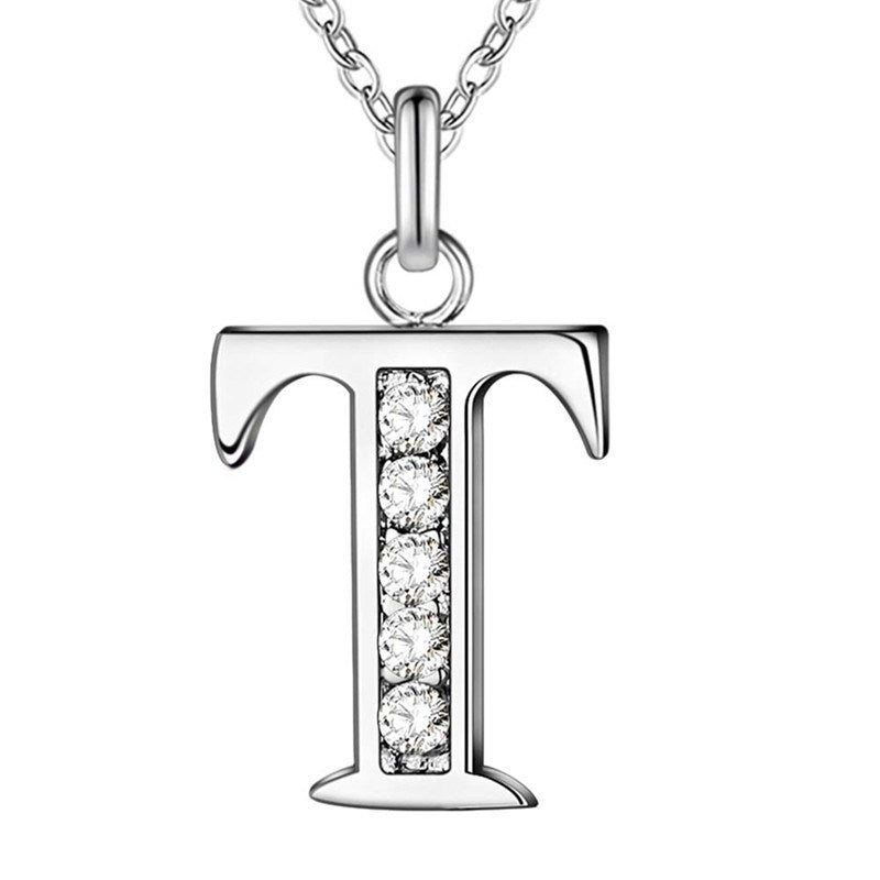 Silver Plated Accessories 26 English Alphabet Necklace