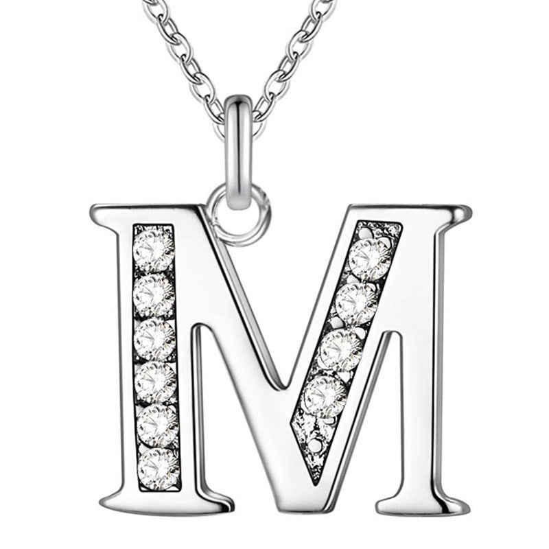 Silver Plated Accessories 26 English Alphabet Necklace