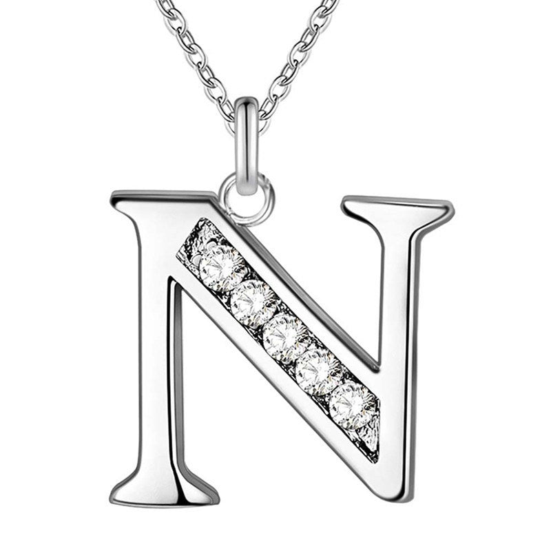 Silver Plated Accessories 26 English Alphabet Necklace