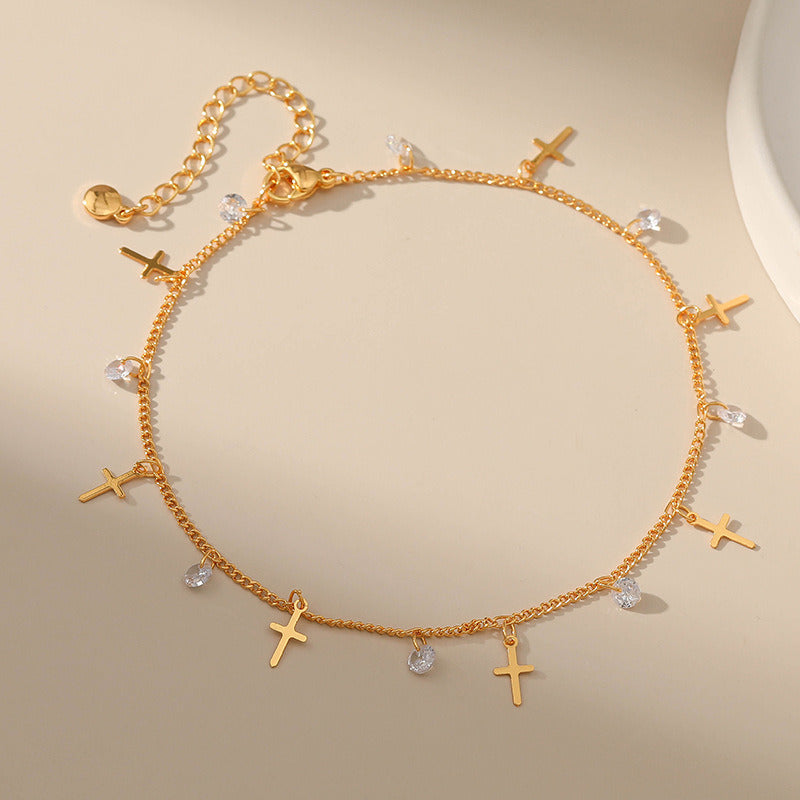 Fashion Green Zirconia Adjustable Ankle Strap Women's New Fashion Party Beach Ankle Chain