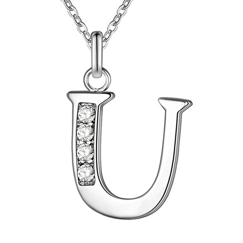 Silver Plated Accessories 26 English Alphabet Necklace