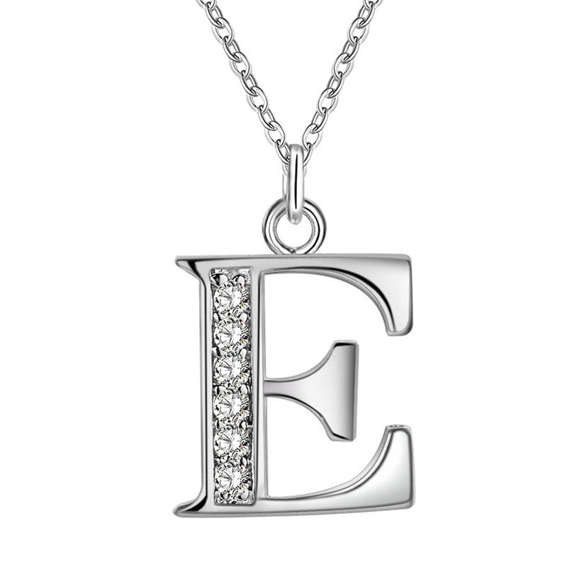 Silver Plated Accessories 26 English Alphabet Necklace