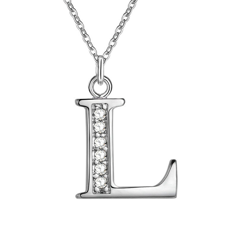 Silver Plated Accessories 26 English Alphabet Necklace