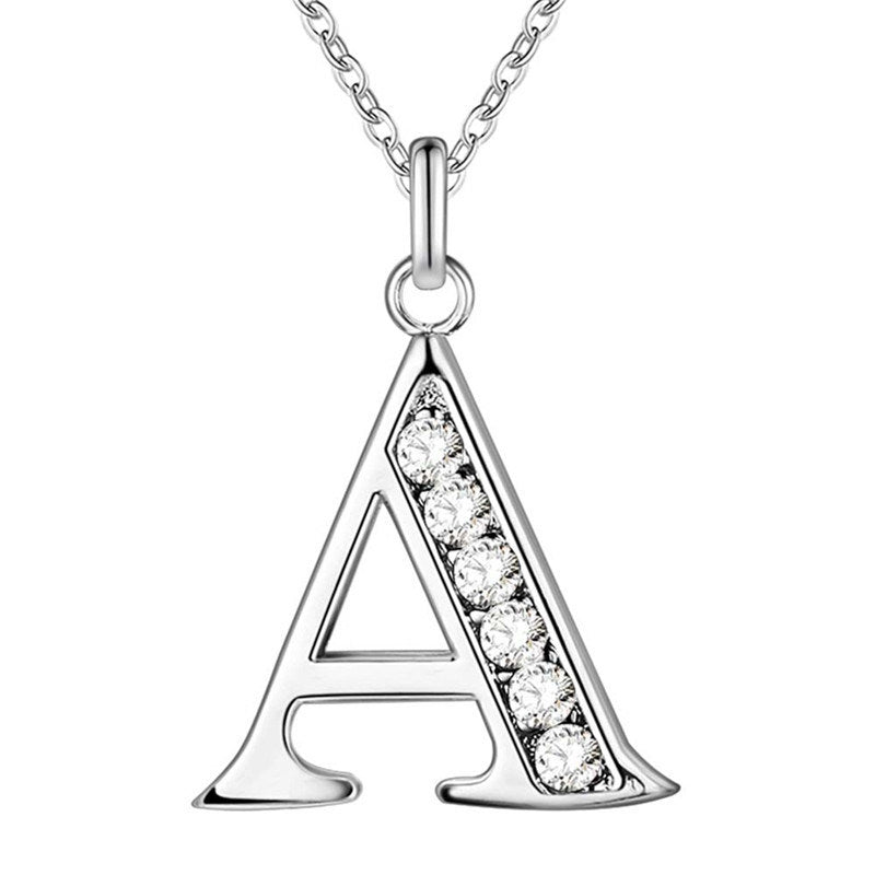 Silver Plated Accessories 26 English Alphabet Necklace