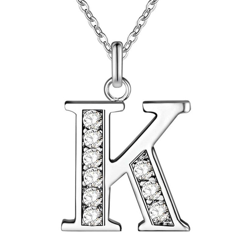 Silver Plated Accessories 26 English Alphabet Necklace