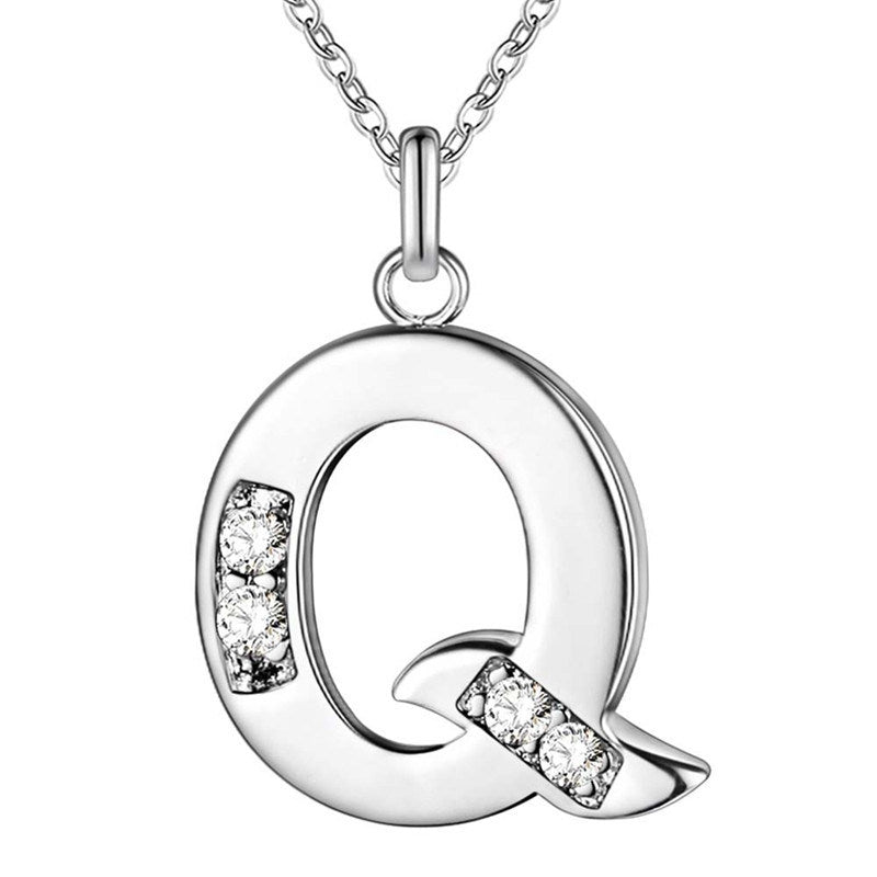 Silver Plated Accessories 26 English Alphabet Necklace