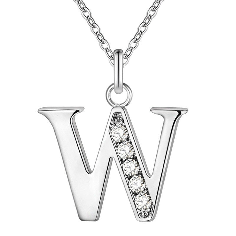 Silver Plated Accessories 26 English Alphabet Necklace