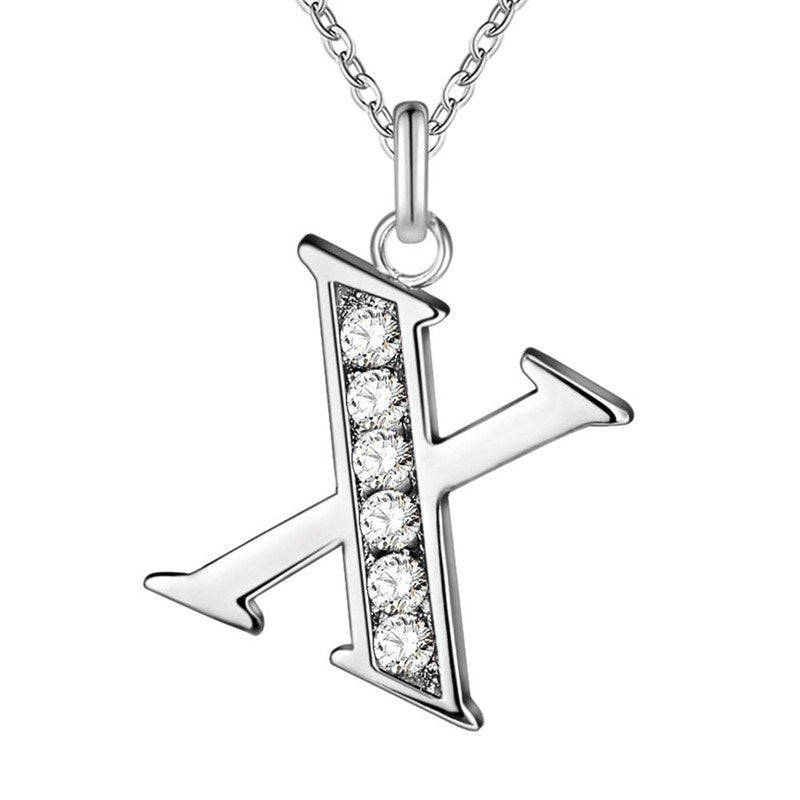 Silver Plated Accessories 26 English Alphabet Necklace