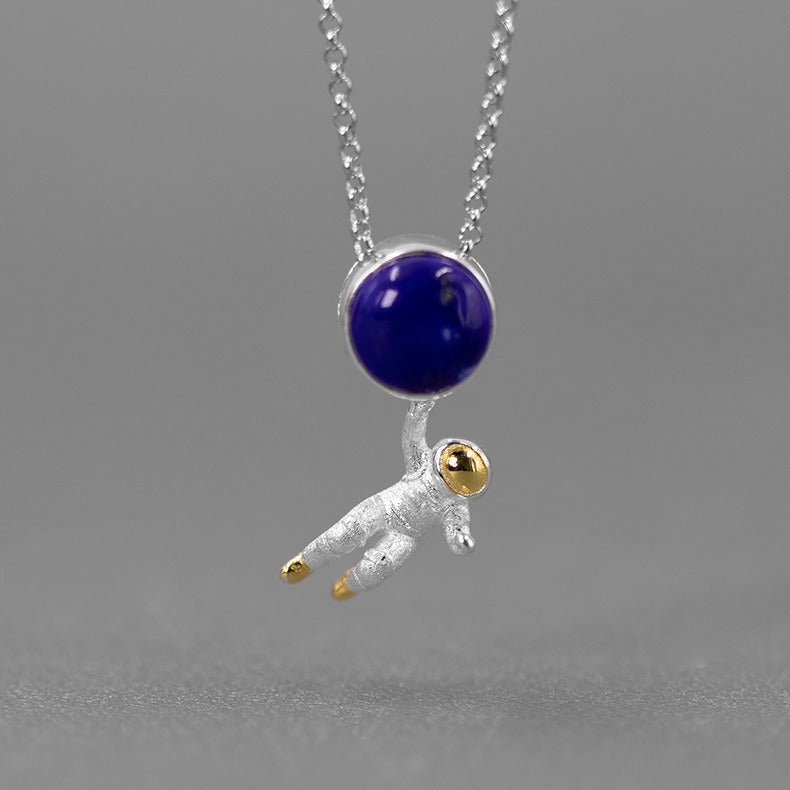 Sterling Silver Astronaut Pendant Necklace