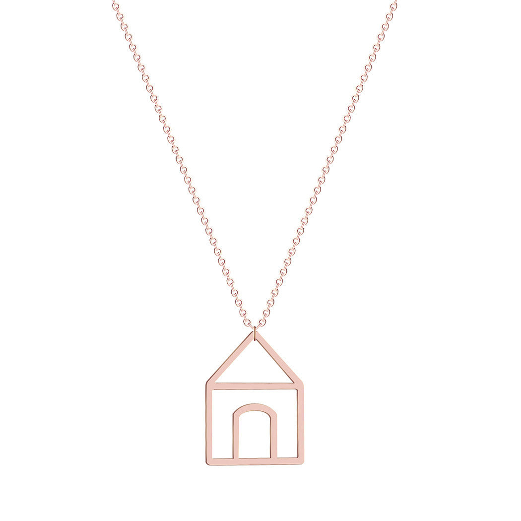 Stylized House Necklace Collarbone Chain