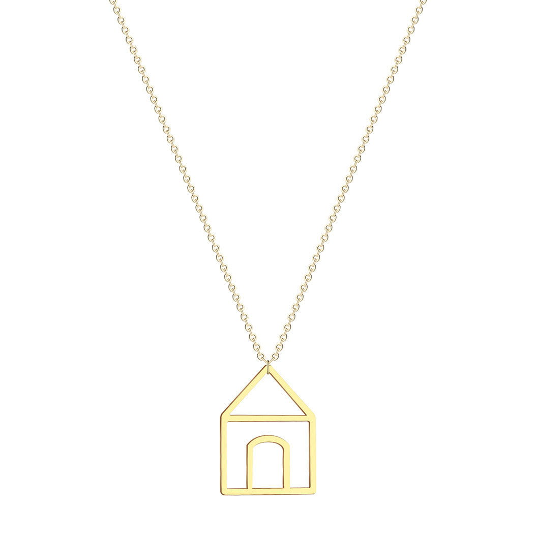 Stylized House Necklace Collarbone Chain