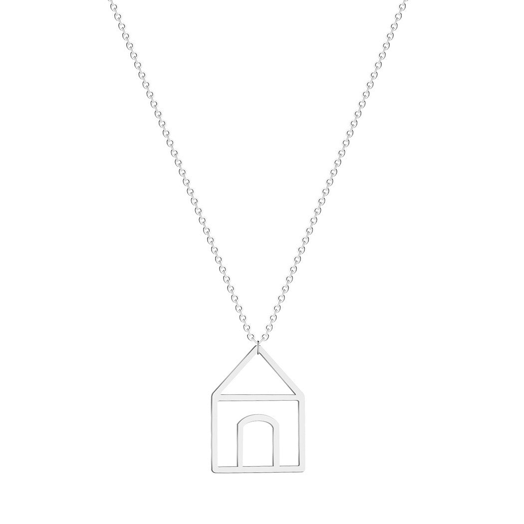 Stylized House Necklace Collarbone Chain