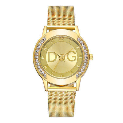 Double Diamond Outer Ring Sand Diamond Surface Steel Wire Mesh Belt Women's Quartz Watch