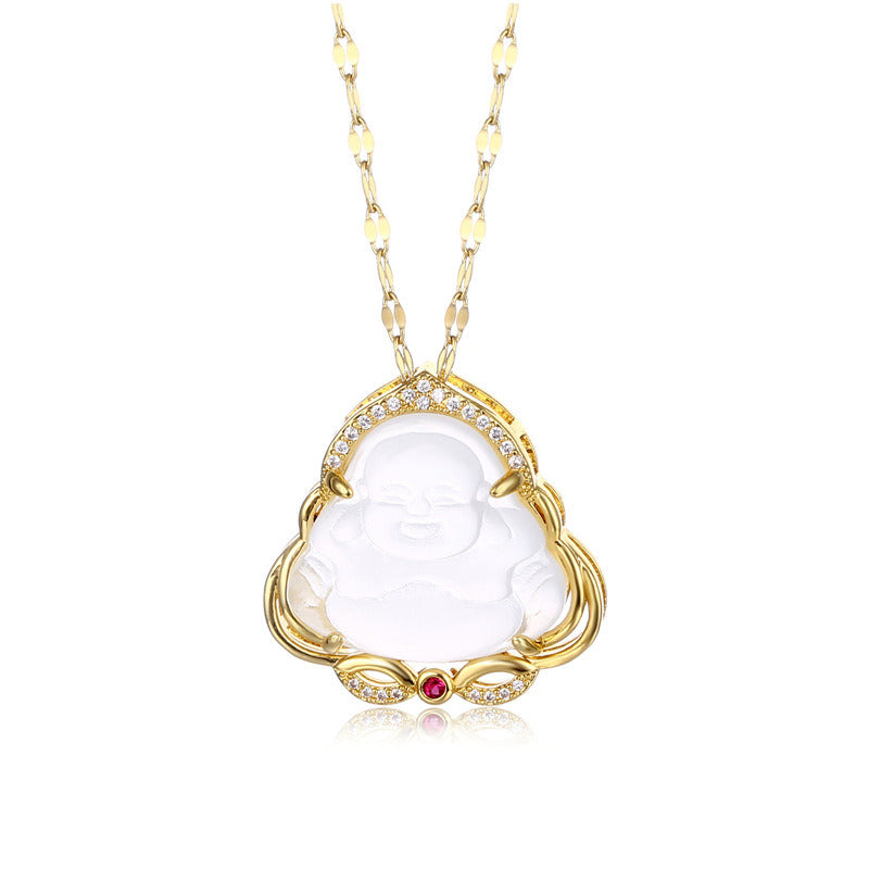 Women's Fashion Small Buddha Pendant Inlaid Zircon Necklace