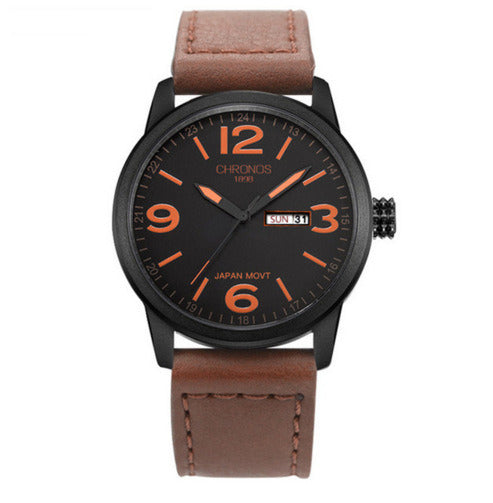 Men's Waterproof Quartz Leather Watch