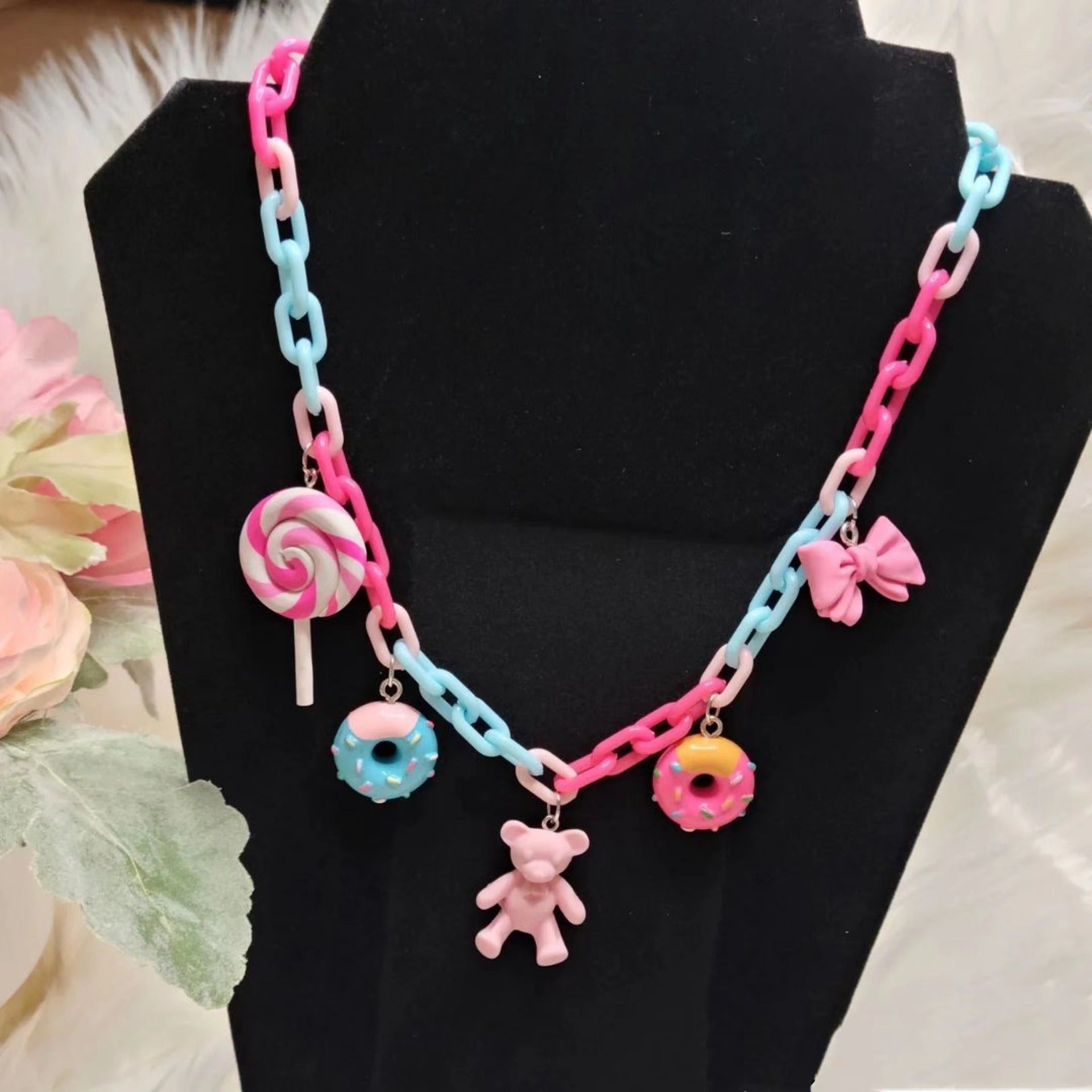 donut lollipop pastel chain necklace