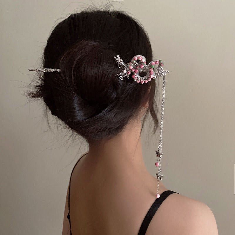 Retro Chinese Style Cheongsam Female Daily Hairdo Step Shaking Tassel Hairpin Headwear