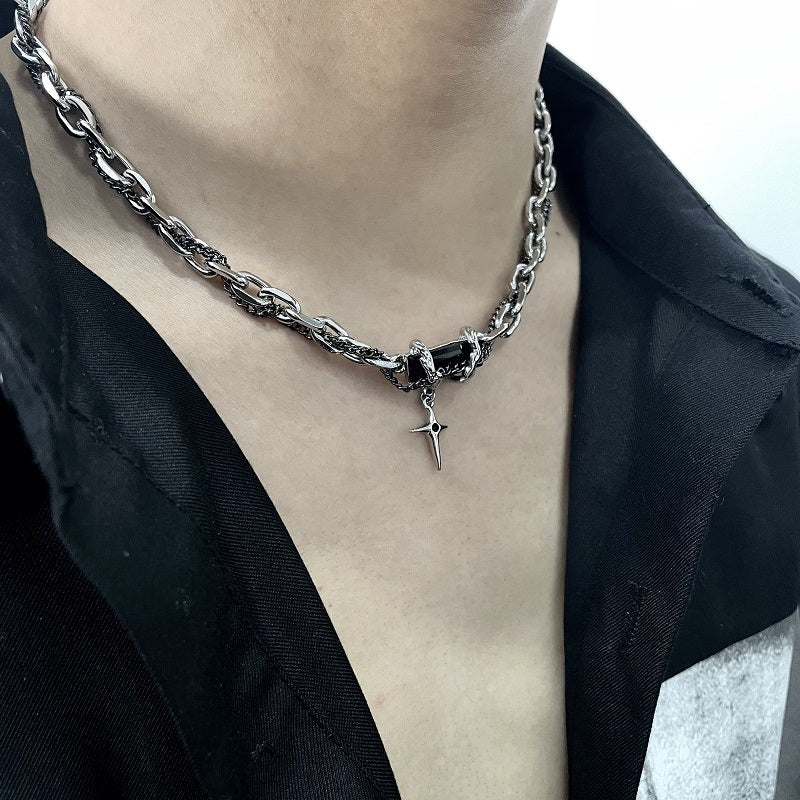 Original Men's And Women's Fashionable Black Zircon Multi-layer Winding Necklace