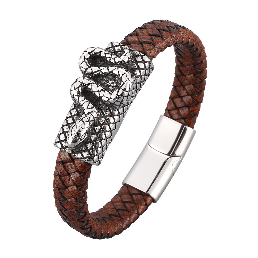 Titanium Steel Leather Rope Simple Bracelet