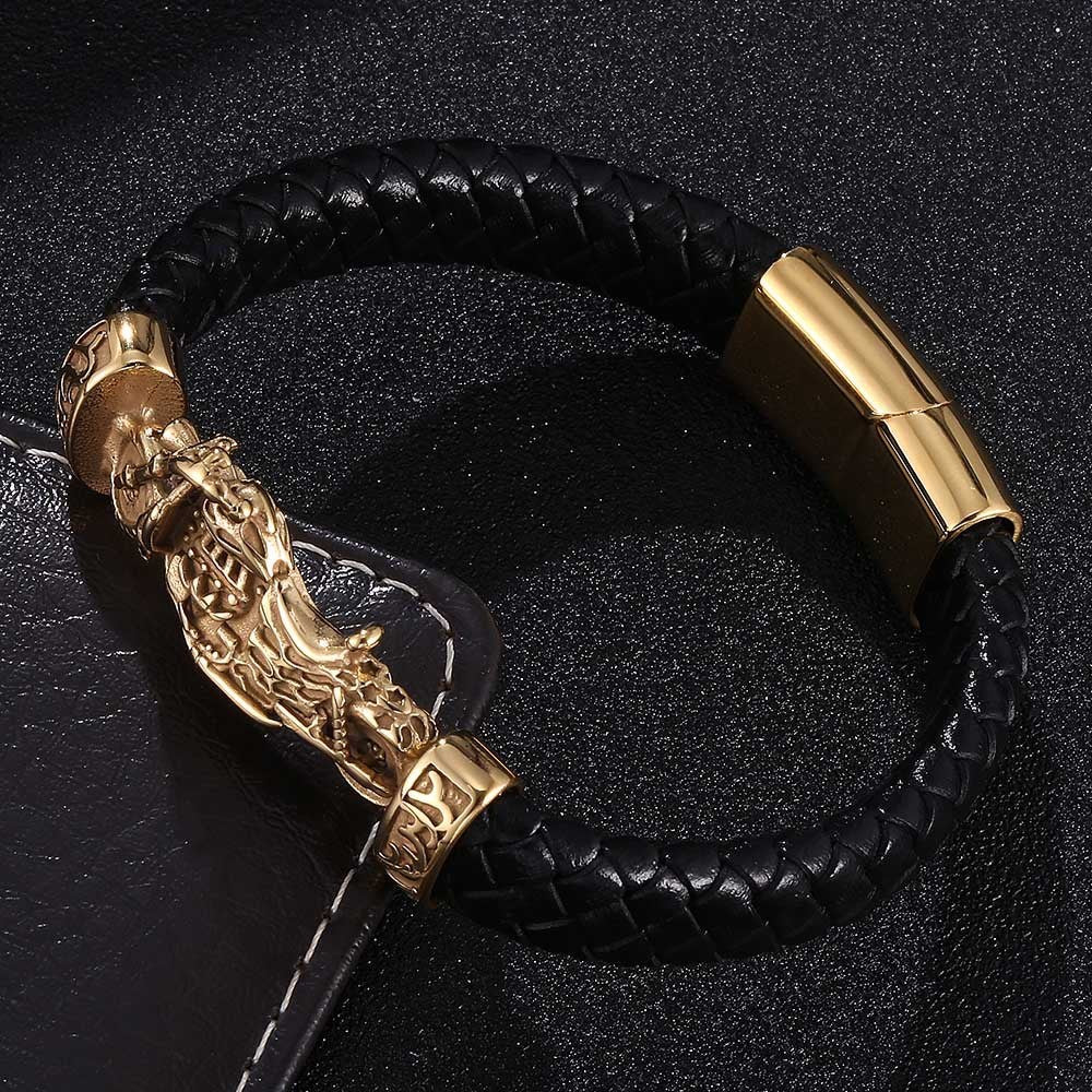 New Woven Motorcycle Leather Bracelet