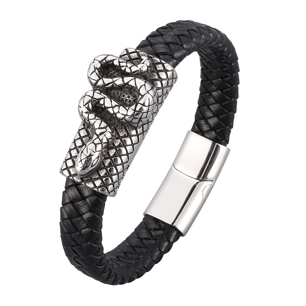 Titanium Steel Leather Rope Simple Bracelet