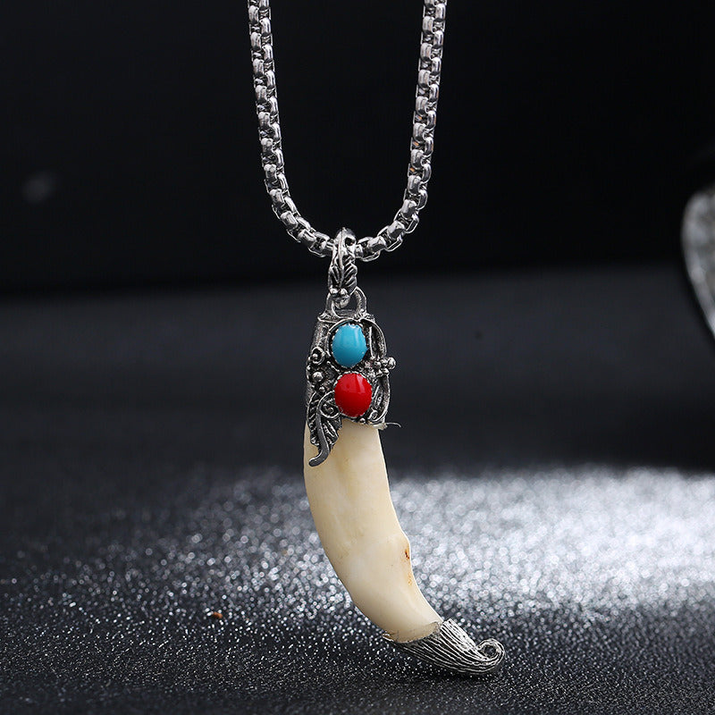 Wolf Tooth Pendant Titanium Steel Necklace