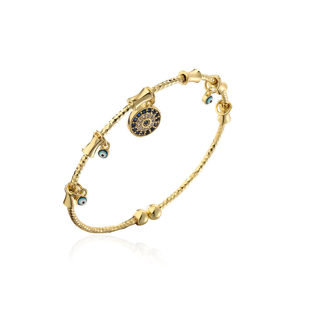 Gold Zircon Demon Eye Palm Thin Bracelet